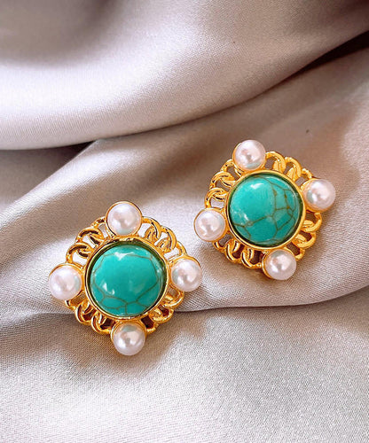 Fashion Gold Nail Bead Alloy Stud Earrings