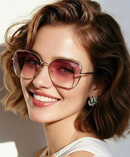 Fashion Gradient Color Pink Metal UV Protection Sunglasses