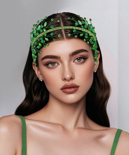 Fashion Green Crystal Zircon Bride HairPiece