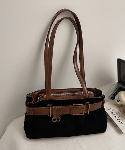 Fashion Green Patchwork Faux Suede Shoulder Bag