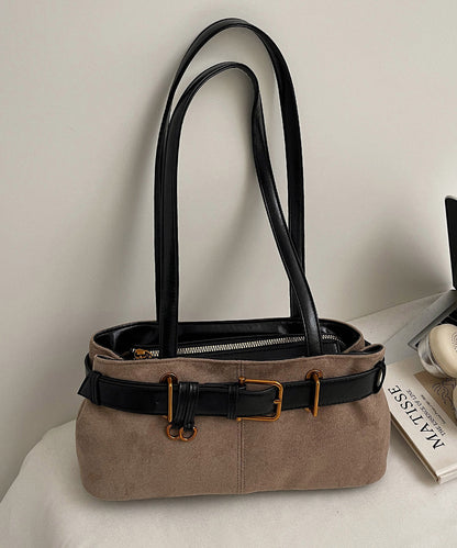 Fashion Green Patchwork Faux Suede Shoulder Bag