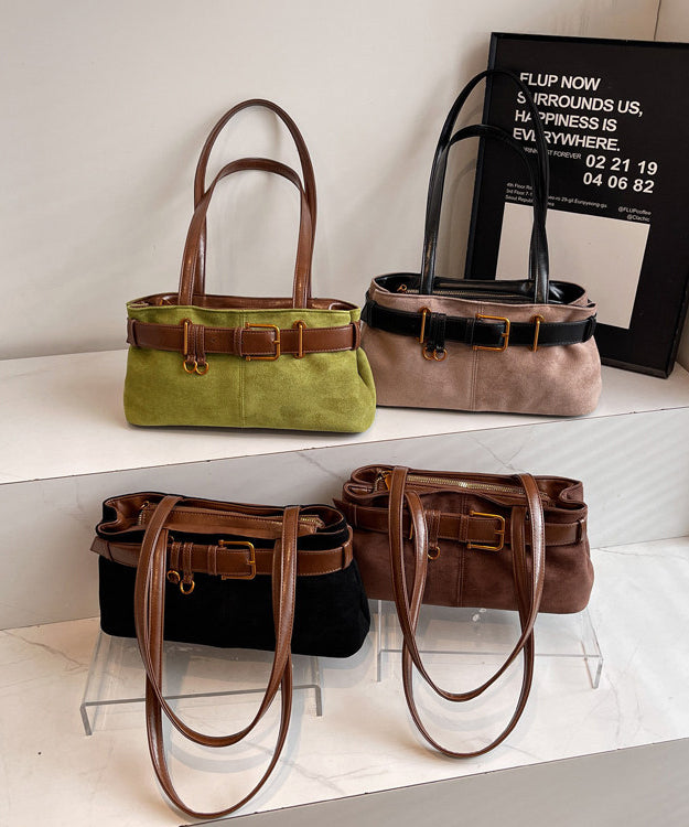 Fashion Green Patchwork Faux Suede Shoulder Bag