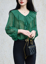 Load image into Gallery viewer, Fashion Green Ruffled Print Chiffon Top Bracelet Sleeve
