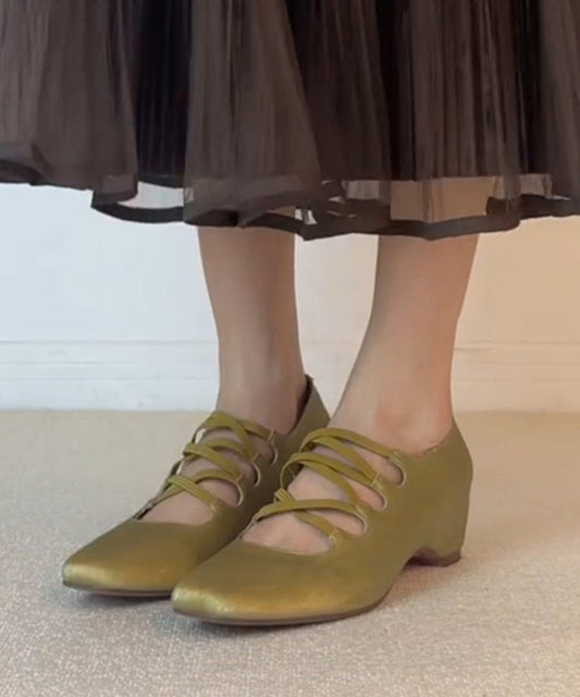 Fashion Green Square Toe Cross Strap Increased Height Inside Dance Shoes