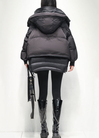 Fashion Green Zippered Hooded Pockets Duck Down Jacket Winter