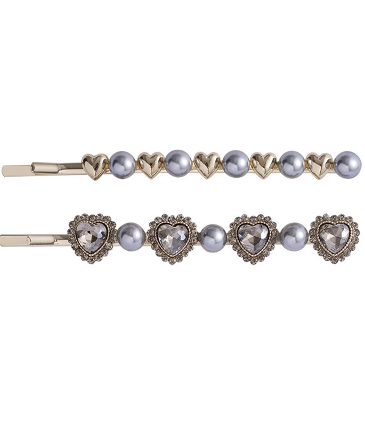 Fashion Grey Alloy Crystal Zircon Pearl A Pair Hairpin