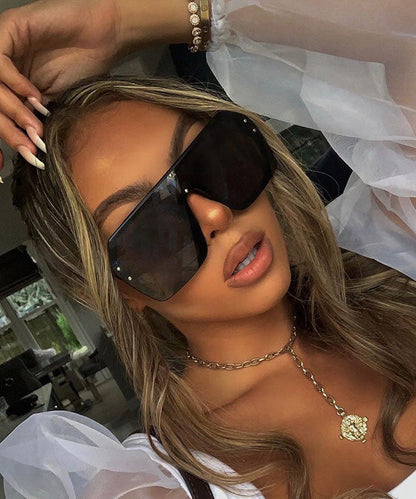 Fashion Grey Cozy Big Frame Sunglasses