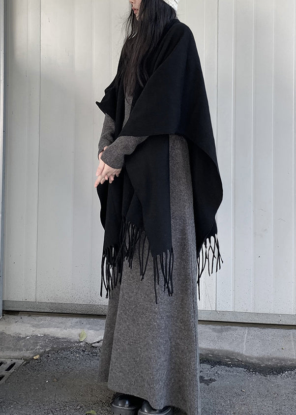 Fashion Grey Turtle Neck Asymmetrical Design Knit Two Pieces Set Winter