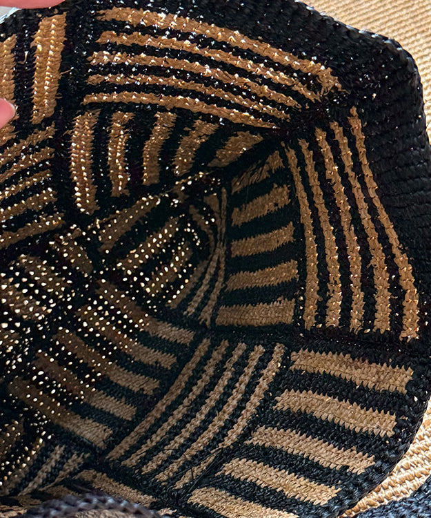 Fashion Hand Woven Black Striped Tote Bag