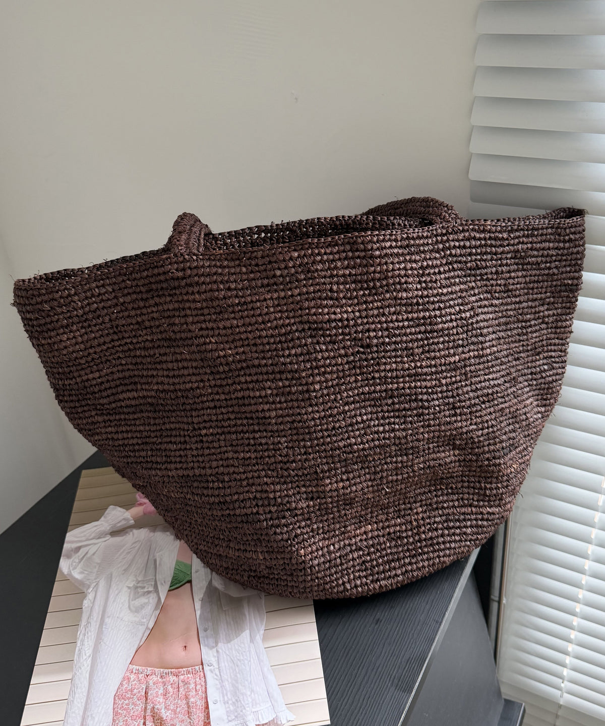 Fashion Handmade Red Straw Woven Large Capacity Shoulder Bag