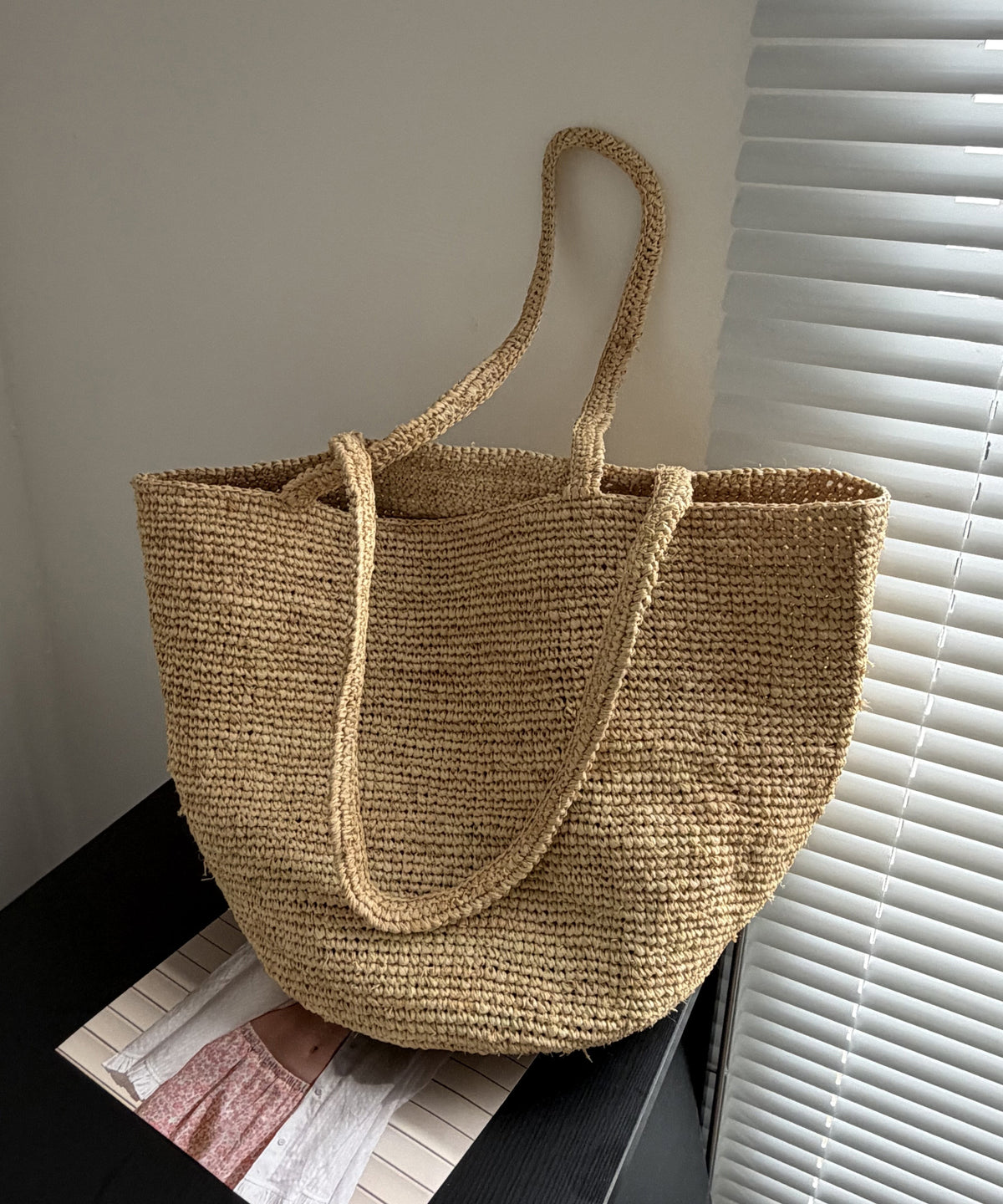 Fashion Handmade Red Straw Woven Large Capacity Shoulder Bag