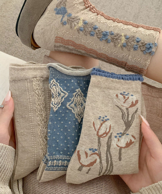 Fashion Jacquard Cozy Cotton Mid Calf Socks