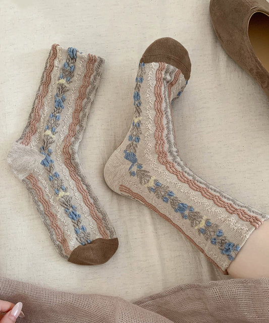 Fashion Jacquard Cozy Cotton Mid Calf Socks