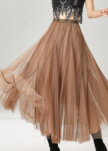 Load image into Gallery viewer, Fashion Khaki Exra Large Hem Nail Bead Tulle Skirts Spring