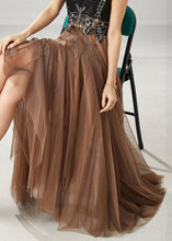 Load image into Gallery viewer, Fashion Khaki Exra Large Hem Nail Bead Tulle Skirts Spring