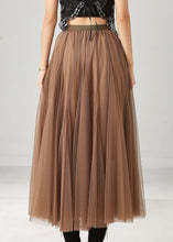 Load image into Gallery viewer, Fashion Khaki Exra Large Hem Nail Bead Tulle Skirts Spring
