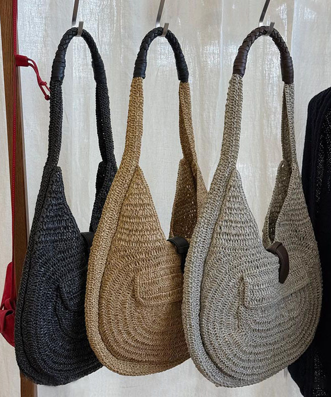 Fashion Khaki Versatile Large Capacity Straw Woven Shoulder Bag