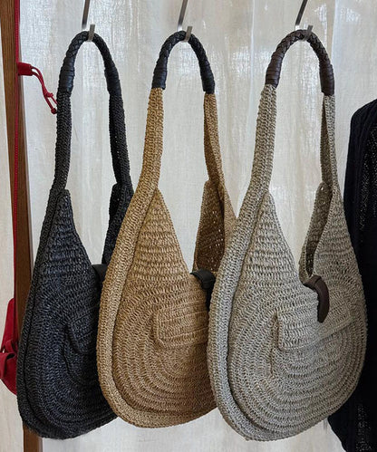 Fashion Khaki Versatile Large Capacity Straw Woven Shoulder Bag