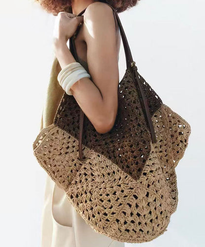 Fashion Large Capacity Shoulder Bag Vacation Style Straw Woven