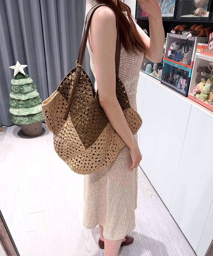 Fashion Large Capacity Shoulder Bag Vacation Style Straw Woven