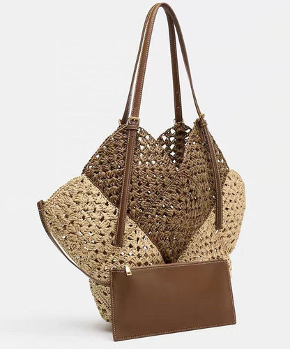 Fashion Large Capacity Shoulder Bag Vacation Style Straw Woven