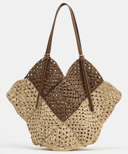 Fashion Large Capacity Shoulder Bag Vacation Style Straw Woven