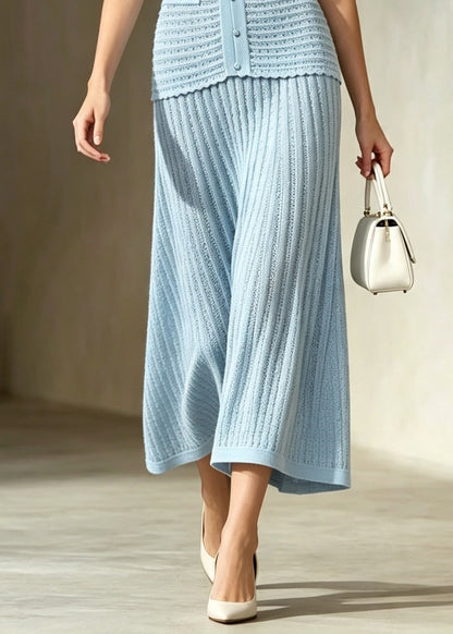 Fashion Light Blue O-Neck Button Party Dress Short Sleeve