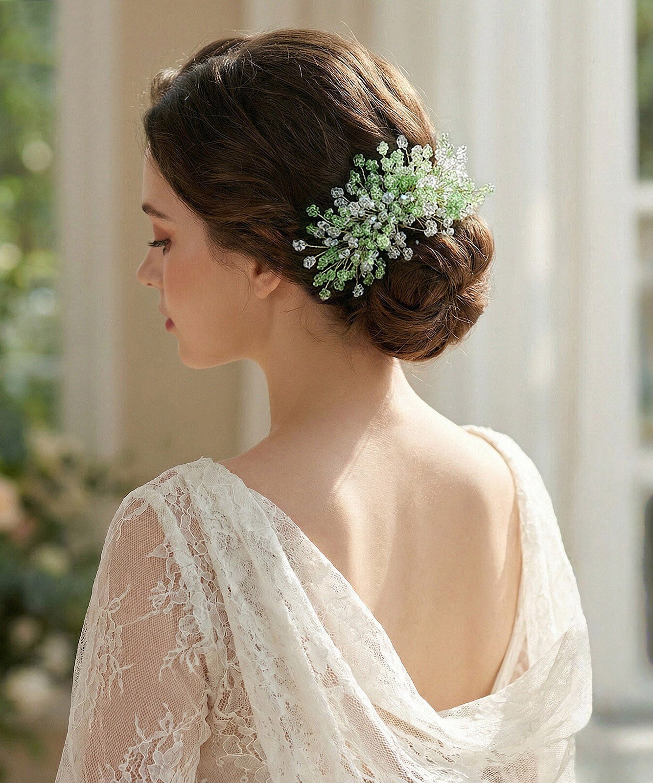 Fashion Light Green Alloy Floral Hairpin
