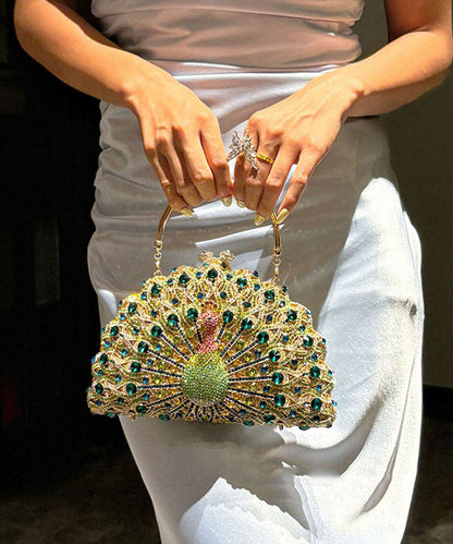 Fashion Light Luxury Zircon Shiny Ineffective Peacock Tote Bag