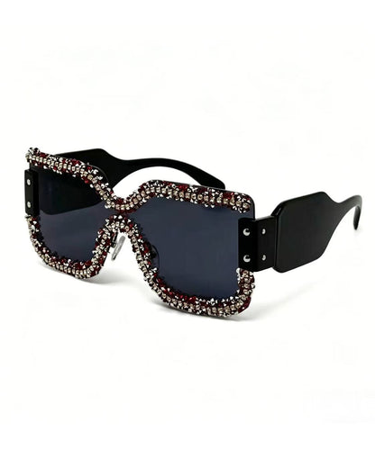 Fashion Luxurious Diamond Square Frameless One-Piece Sunglasses