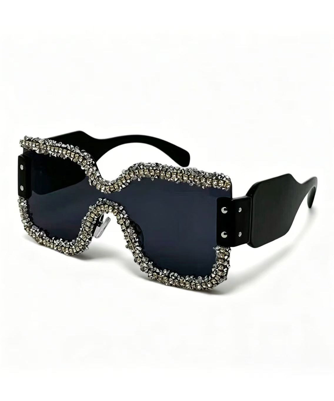Fashion Luxurious Diamond Square Frameless One-Piece Sunglasses