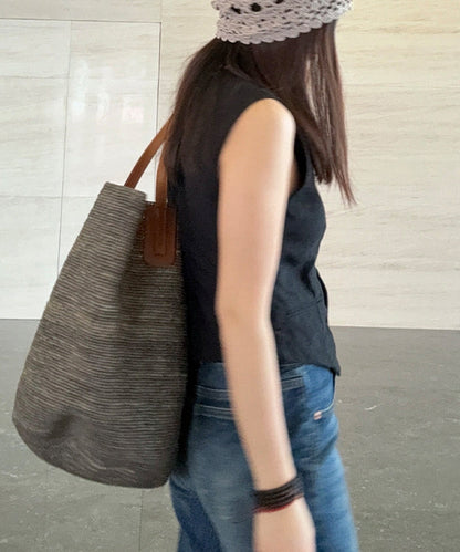 Fashion Minimalist Grey Woven Large Capacity Shoulder Bag