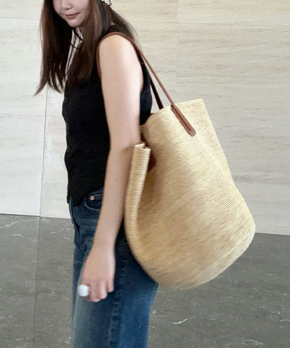 Fashion Minimalist Grey Woven Large Capacity Shoulder Bag