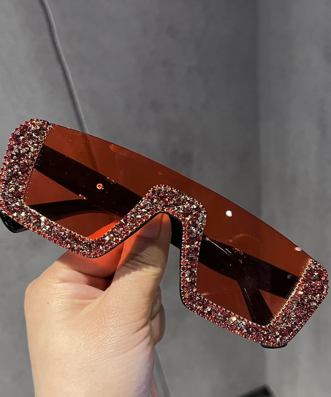 Fashion Multicolor Zircon Half Frame Sunglasses