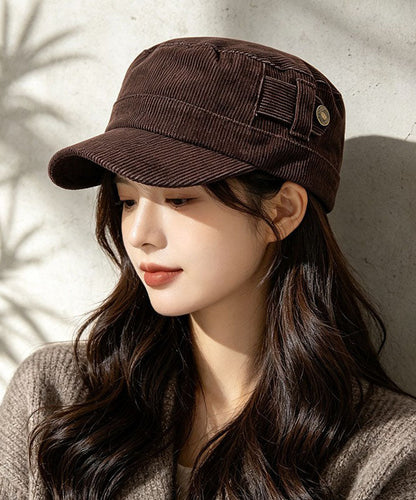 Fashion New Light Coffee Corduroy Metal Buckle Versatile Hat