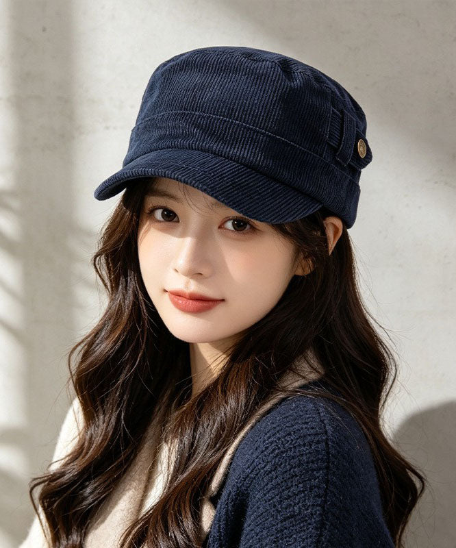 Fashion New Light Coffee Corduroy Metal Buckle Versatile Hat