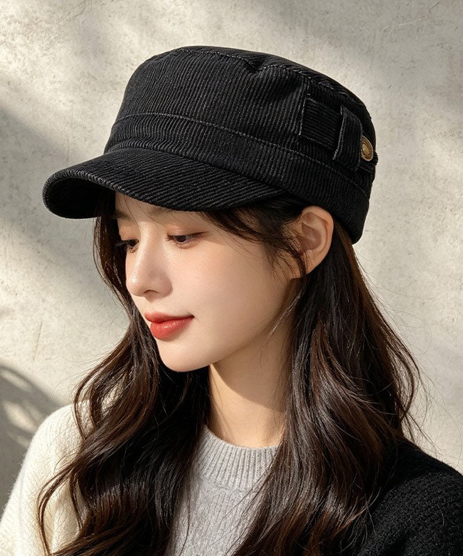Fashion New Light Coffee Corduroy Metal Buckle Versatile Hat