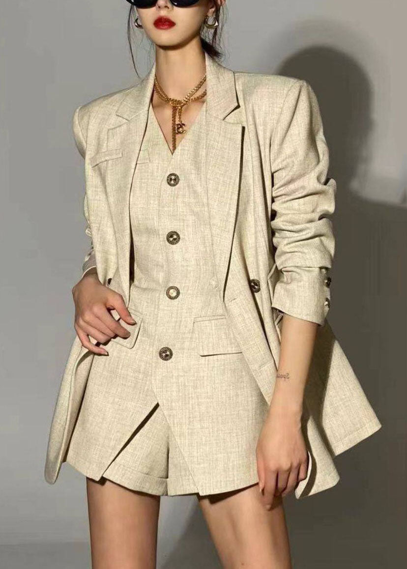 Fashion Notched Hollow Out Coats ,Waistcoat And Shorts Two Piece Set Fall
