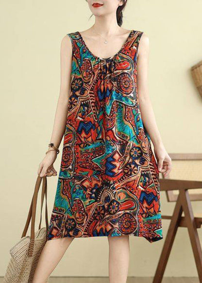 Fashion Orange Wrinkled Holiday Long Dress Summer