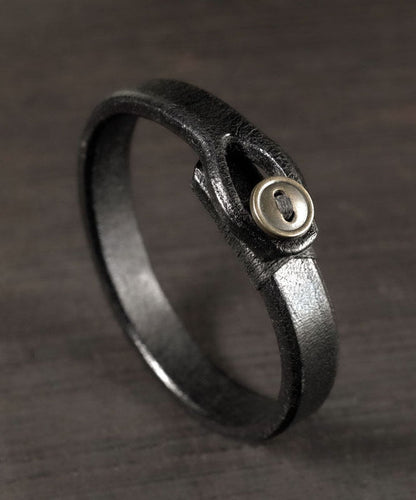 Fashion Original Handmade Black Faux Leather Unisex Bangles