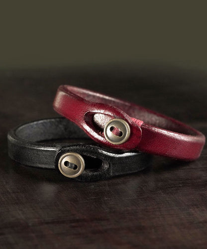 Fashion Original Handmade Black Faux Leather Unisex Bangles