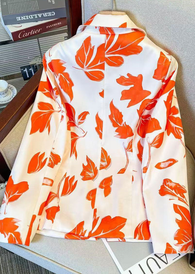 Fashion Peter Pan Collar Button Print Satin Suit Coat Fall