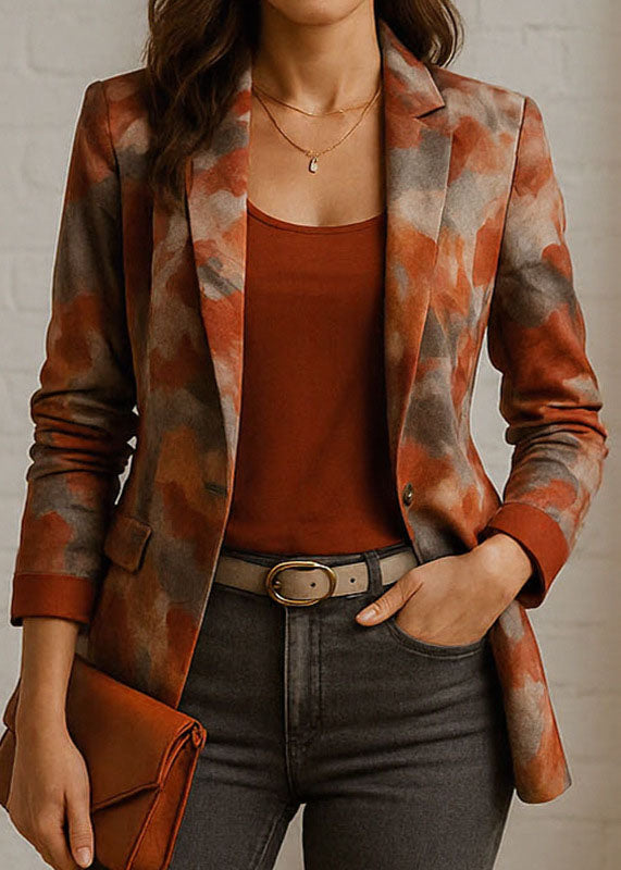 Fashion Peter Pan Collar Print Cotton Suit Coat Fall