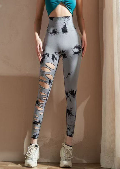 Fashion Pink High Waist Print Ripped Capri Gymshark Legging