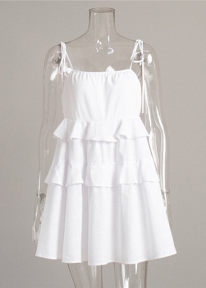 Fashion Pink Ruffled Cotton Sundress Summer