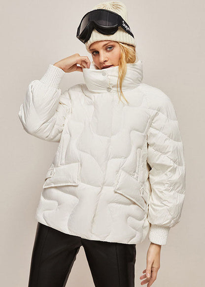 Fashion Pink Stand Collar Zippered Lazy Duck Down Down Coats Winter