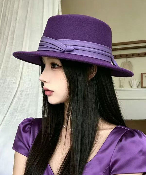 Fashion Purple Patchwork Cashmere Cloche Hat