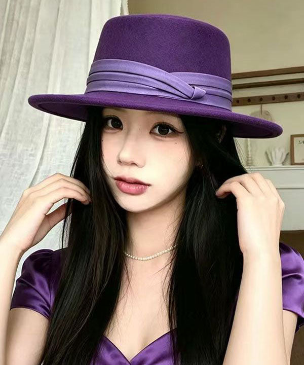 Fashion Purple Patchwork Cashmere Cloche Hat