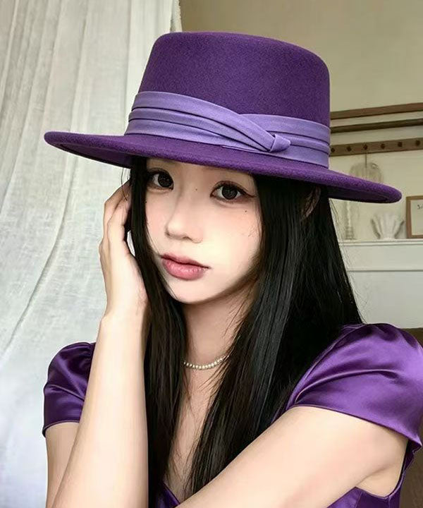 Fashion Purple Patchwork Cashmere Cloche Hat