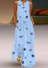 Load image into Gallery viewer, Fashion Purple V Neck Print Long Dress Summer
